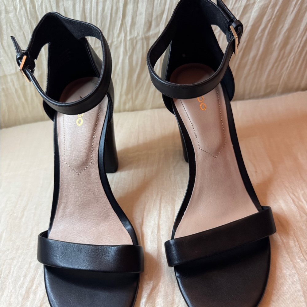 Aldo Black Ankle Strap Heels